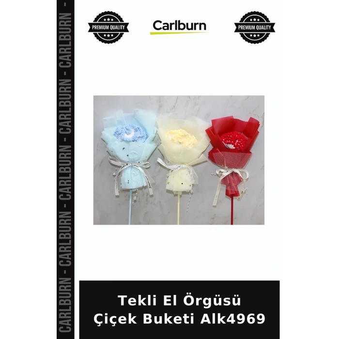 Tekli El Örgüsü Çiçek Buketi Şık Tasarım Hatıralık