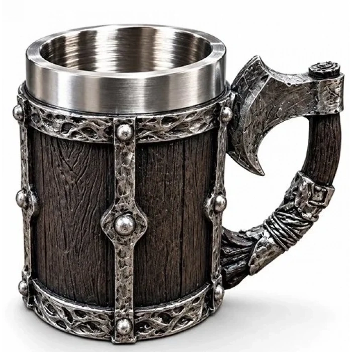 Viking Balta Kulplu 3D Paslanmaz Çelik Kupa Bardak Alk6263
