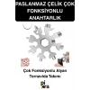 #Anahtarlık Paslanmaz Çelik Alyan Tornavida Takımı - Çok Fonksiyonlu, Konserve Açacağı