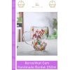 #BorosilikatBardak Çift Camlı Kurutulmuş Çiçekli Borosilikat Isıya Dayanıklı Cam Handmade Kulplu Bardak 250ml