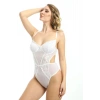 Özel Üretim Fantezi Seksi Şık Rahat Kadın Büyüleyici Cezbedici Beyaz Dantelli Bodysuit