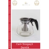 #CamDemlik Isıya Dayanıklı Borosilikat Şık Tasarım Bitki Demleme Cam Süzgeçli Demlik 1.1 Litre