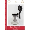 #CamDemlik Isıya Dayanıklı Borosilikat Şık Tasarım Bitki Demleme Cam Süzgeçli Demlik 1.1 Litre
