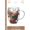 #CamBardak Çift Camlı Kurutulmuş Çiçekli Borosilikat Şık Estetik Zarif Cam Handmade Bardak 250ml