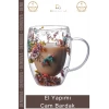 #CamBardak Organik Çiçekli Isıya Dayanıklı Borosilikat El Yapımı Estetik Cam Handmade Bardak 350ml