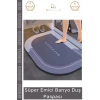 #DuşPaspası Nappa Deri Kaymaz Kauçuk Taban Hızlı Kuruyan Gri Mavi Süper Emici Banyo Duş Paspası