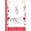 #İnciKolye Kırmızı Kokulu Güllü Tasarım Kutulu Sevgililer Günü Hediye İstiridye İnci Kolye Seti