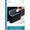 #OtoAksesuar Araç İçi Ergonomik Hijyenik Dayanıklı Otomobil Çöp Kutusu Kapaklı Organize Siyah