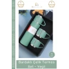 #Termos Hediye Kutulu 500ml 304 Paslanmaz Çelik Vakumlu Isı Bardaklı Çelik Termos Set Yeşil