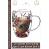 #Bardak Çift Camlı Orijinal Kurutulmuş Çiçekli Estetik Dekoratif Şık Tasarım Handmade Bardak 250 ml