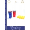 #OyunBardağı Renkli Büyük Boy Bira Kupası Karton Set Eğlenceli Aktivite Dayanıklı 12 Toplu Oyun Bardağı