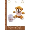 #AyıcıkSeti Love Baskılı Tişörtlü Peluş Kahverengi Porselen Hediye Ayıcık Kupa Bardak Seti