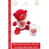 #AyıcıkSeti Peluş Seni Seviyorum Baskılı Tişörtlü Seramik Şık Hediye Ayıcık Kupa Bardak Seti