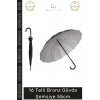 #Şemsiye Otomatik Baston Tipi Rüzgar Korumalı Fiber Sağlam Şık 16 Telli Bronz Gövde Şemsiye 55cm