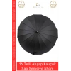 #Şemsiye Otomatik Rüzgar Dayanıklı Fiber Gövde Lüks Sağlam 16 Telli Ahşap Kauçuk Sap Şemsiye 55cm
