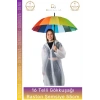 #Şemsiye Otomatik Rüzgara Dayanıklı Fiber Kaliteli Sağlam 16 Telli Gökkuşağı Baston Şemsiye 55cm