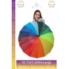 #Şemsiye Otomatik Rüzgara Dayanıklı Fiber Kaliteli Sağlam 16 Telli Gökkuşağı Baston Şemsiye 55cm