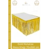 #MasaEteği Doğum Günü Parti Dekorasyonu Parlak Püsküllü Kalite 70x250 Metalize Masa Eteği Gold