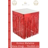 #MasaEteği Kaliteli Parti Malzemesi Püsküllü Şık Dekoratif 70x250 cm Metalize Masa Eteği Kırmızı