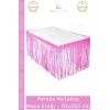 #MasaEteği 70x250 cm Doğum Günü Partisi Püsküllü Parlak Şık Masa Süsleme Metalize Masa Eteği Pembe