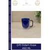 #CamKupa Isı Yalıtımlı Modern Tasarım 450 ml Kapasite Kaliteli Çift Cidarlı Cam Kupa Lacivert