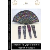#Yelpaze Model 3 Renkli İp Çiçek İşlemeli Hafif Dayanıklı Estetik Şık Dekoratif Plastik Yelpaze