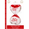 #KumSaati Romantik Tasarım I Love You Yazılı Dekoratif Hediye Ofis Kalp Şeklinde Jel Kum Saati
