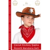 #Kostüm Çocuk Sheriff Batı Tarzı Kostüm Parti Kovboy Şapka Rozetli Kahverengi Kırmızı Bandana Seti