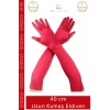 #Eldiven Kırmızı 40 cm Yetişkin Kostüm Aksesuarı Şık Estetik Davet Sahne Renk Uzun Kumaş Eldiven