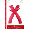#Eldiven Kırmızı 40 cm Yetişkin Kostüm Aksesuarı Şık Estetik Davet Sahne Renk Uzun Kumaş Eldiven