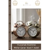 #Saat Nostaljik Retro Dekoratif Vintage Masa Saati Sessiz Yuvarlak Eskitme Metal Çalar Saat