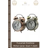 #Saat Nostaljik Retro Dekoratif Vintage Masa Saati Sessiz Yuvarlak Eskitme Metal Çalar Saat