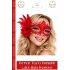 #Maske Kırmızı Tüylü Venedik Tasarım Lüks Parti Kostüm Aksesuarı Gösterişli Şıklık Balo Maskesi