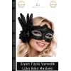 #Maske Lüks Siyah Tüylü İşlemeli Venedik Kostüm Parti Aksesuarı Gösterişli Şıklık Balo Maskesi