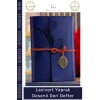 #Ajanda Nostaljik Antik Tasarım Prestijli Hediye Günlük Lacivert Yaprak Desenli Deri Defter
