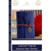 #Ajanda Nostaljik Antik Tasarım Prestijli Hediye Günlük Lacivert Yaprak Desenli Deri Defter