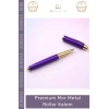 #Kalem Lüks Ofis Hediyesi Logo Baskılı Ergonomik Tasarım Kaliteli Premium Mor Metal Roller Kalem