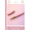 #Kalem Lazer Baskılı Kurumsal Hediye Şık Masif Metal Gövde Premium Pembe Metal Roller Kalem
