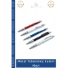 #Kalem Kurumsal Logo Baskılı Lazer Kazıma Uyumlu Şık Promosyon Ofis Metal Tükenmez Kalem Mavi