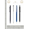 #Kalem Kurumsal Promosyon Lazer Baskı Metal Gövde Dokunmatik Şık Tükenmez Touchpen Kalem Beyaz