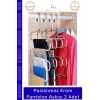 #PantolonAskısı Dayanıklı Elbise Dolabı Düzenleyici Kaymaz Kavramalı Paslanmaz Krom Pantolon Askısı - 2 Adet