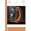 #Bileklik Paracord Dijital Saatli SOS LED Pusula Magnezyum Hayatta Kalma Turuncu Kamp Bilekliği