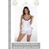 #Babydoll Beyaz Lüks İkili Takım Esnek Kaliteli Yumuşak Şık Ev Giyimi Saten Babydoll Şortlu Takım