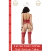 #JartiyerTakım Fantazi Şık Kaliteli Estetik Esnek Kumaş Çoraplı Tanga Modern Kırmızı Fileli Jartiyer Takım