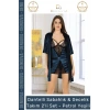 #Gecelik Dantelli Kadife Petrol Yeşili Lüks Çeyizlik Kaliteli Kadın Sabahlık Gecelik Takım 2li Set