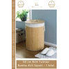 #KirliSepeti DecoHandy Yuvarlak Doğal Hijyenik Çamaşır Kutusu Banyo Şık Tasarım Bambu Kirli Sepeti - 1 Adet