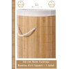#KirliSepeti DecoHandy Yuvarlak Doğal Hijyenik Çamaşır Kutusu Banyo Şık Tasarım Bambu Kirli Sepeti - 1 Adet