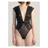 #FanteziBabydoll Siyah Modern Esnek Polyemid Vücut Saran Fit Toparlayıcı Şık Yarım Kol Dantel Bodysuit