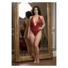 #FanteziBabydoll Kadın Transparan Dantel Detaylı Şık Esnek Tasarım Lüks Modern Giyim Kırmızı Taşlı Bodysuit