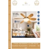 #Vantilatör Vantilatörü LED Avize Modern Ahşap Görünümlü Uzaktan Kumandalı 6 Kanatlı 52 cm